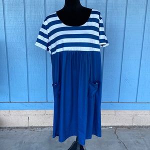 Blue and White Striped Dress